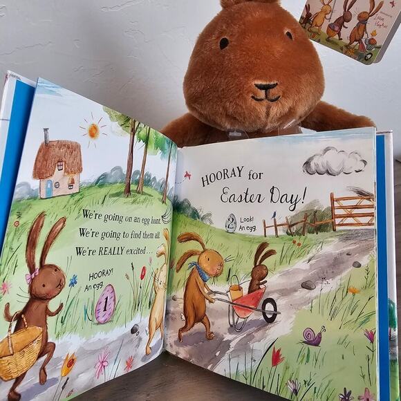 Kohl's Cares Bunny We're Going on an Egg Hunt and Book Stuffed Animal 12" Easter - Picture 2 of 8